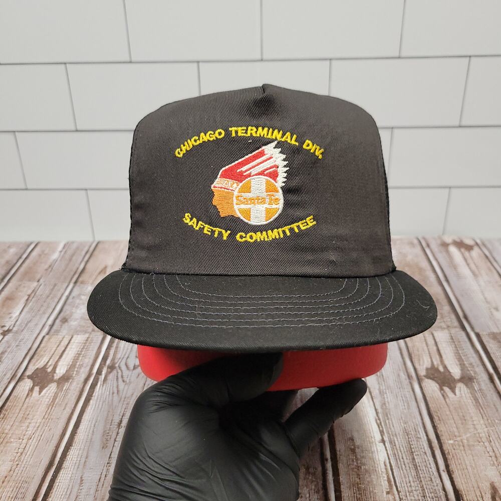 Vintage Santa Fe Chicago Terminal Div Safety Committee Trucker Snapback Hat USA